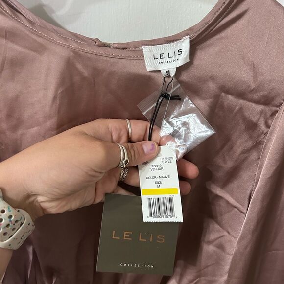 Le Lis Mauve Satin Tie-Back Blouse - Picture 2 of 3